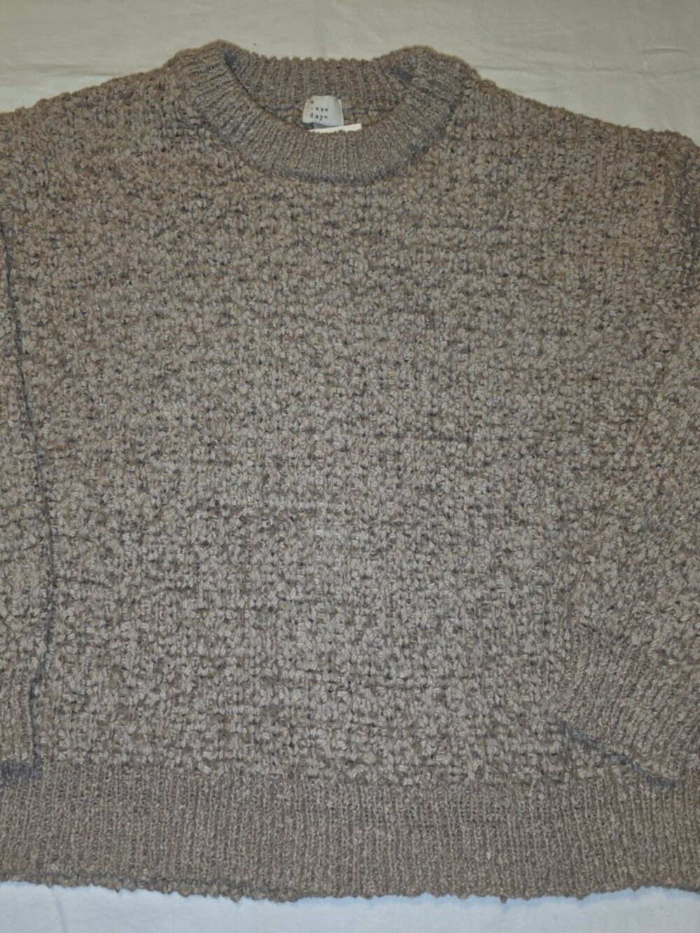 Women's Long Sleeve Round Neck Tape Yarn Pullover Sweater - A New Day™ Brown 1X‎ - Picture 3 of 5